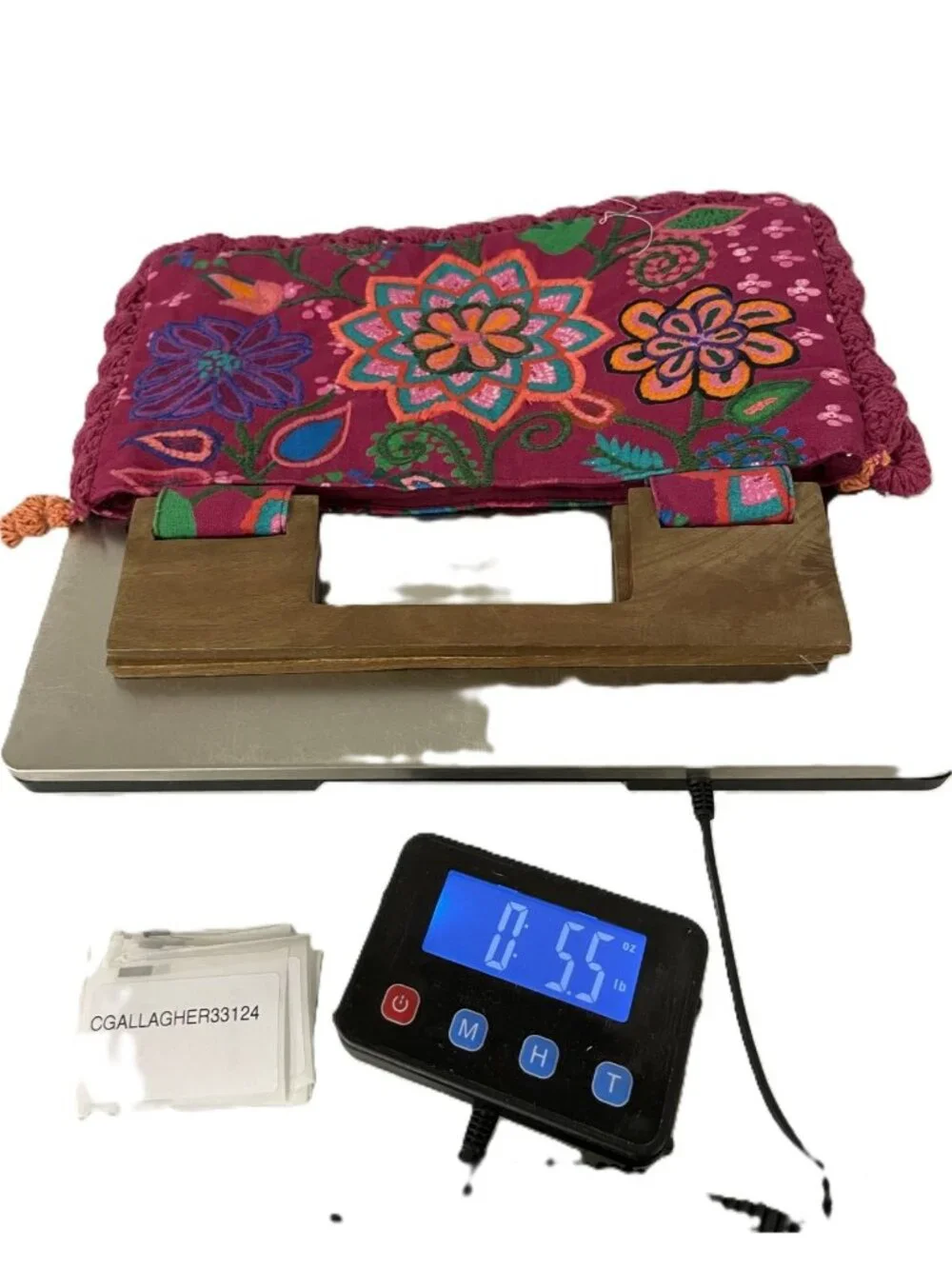 Zara Womens Purse Top Handle Bag Fuchsia Pink Embroidered Floral 4751/018 NWT